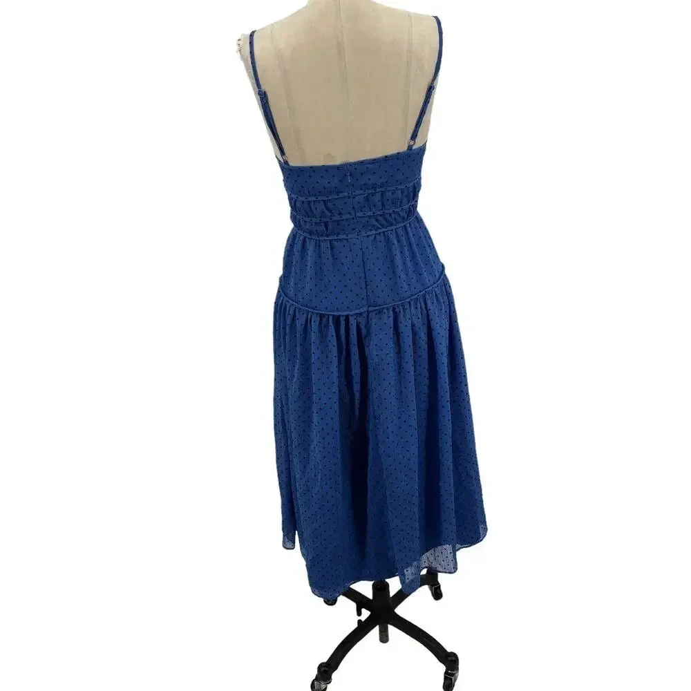 La Maison Talulah Sorrento‎ Midi Dress Azure Blue Polka Dot Size Small - Picture 9 of 15